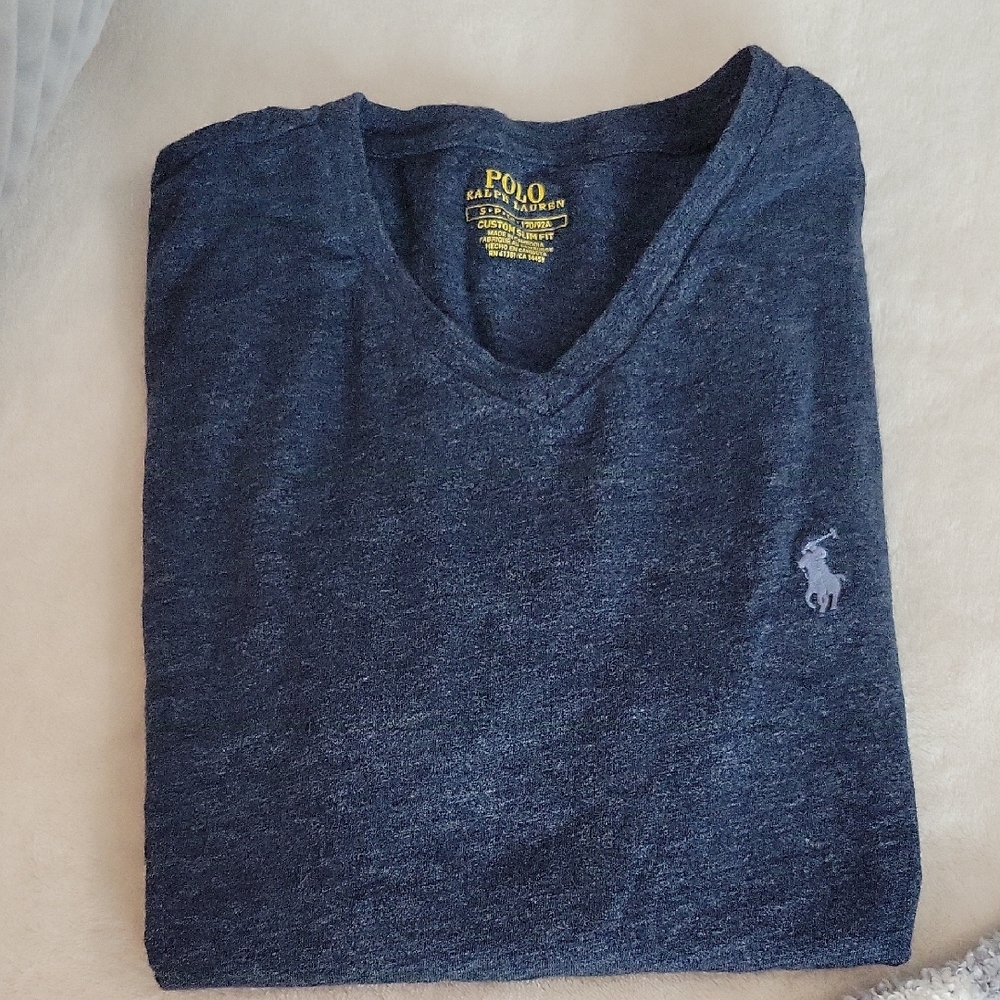 Polo by Ralph Lauren Men's Blue V-Neck Sweater